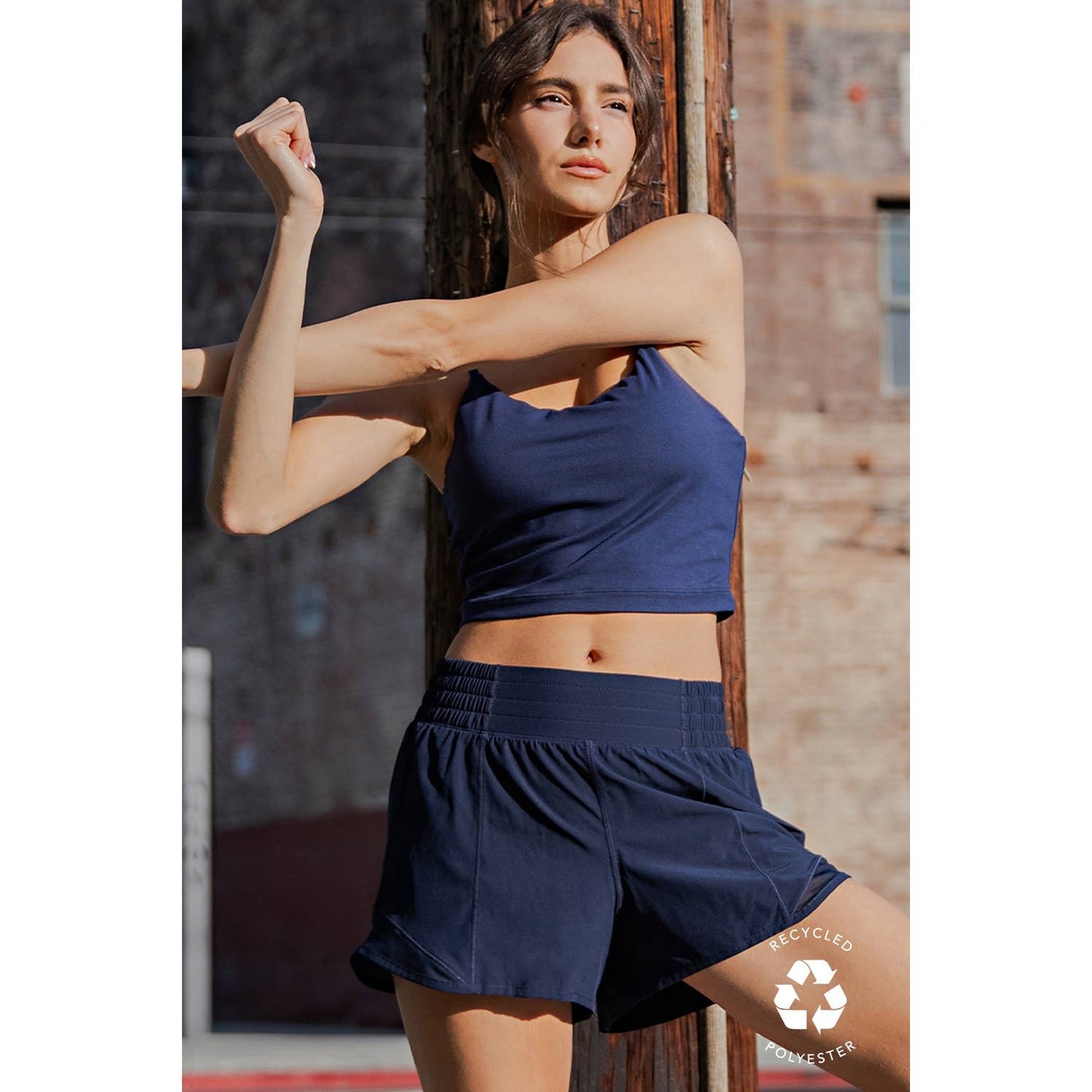 RECYCLED ACTIVE SHORT WITH MESH: Navy / S-M-L-XL(2-2-2-2)