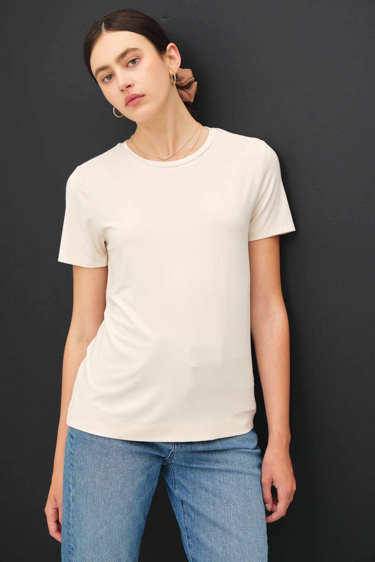 NEW COLOR-BAMBOO/MODAL BASIC ROUND NECK T-SHIRT: SOFT PERI / S