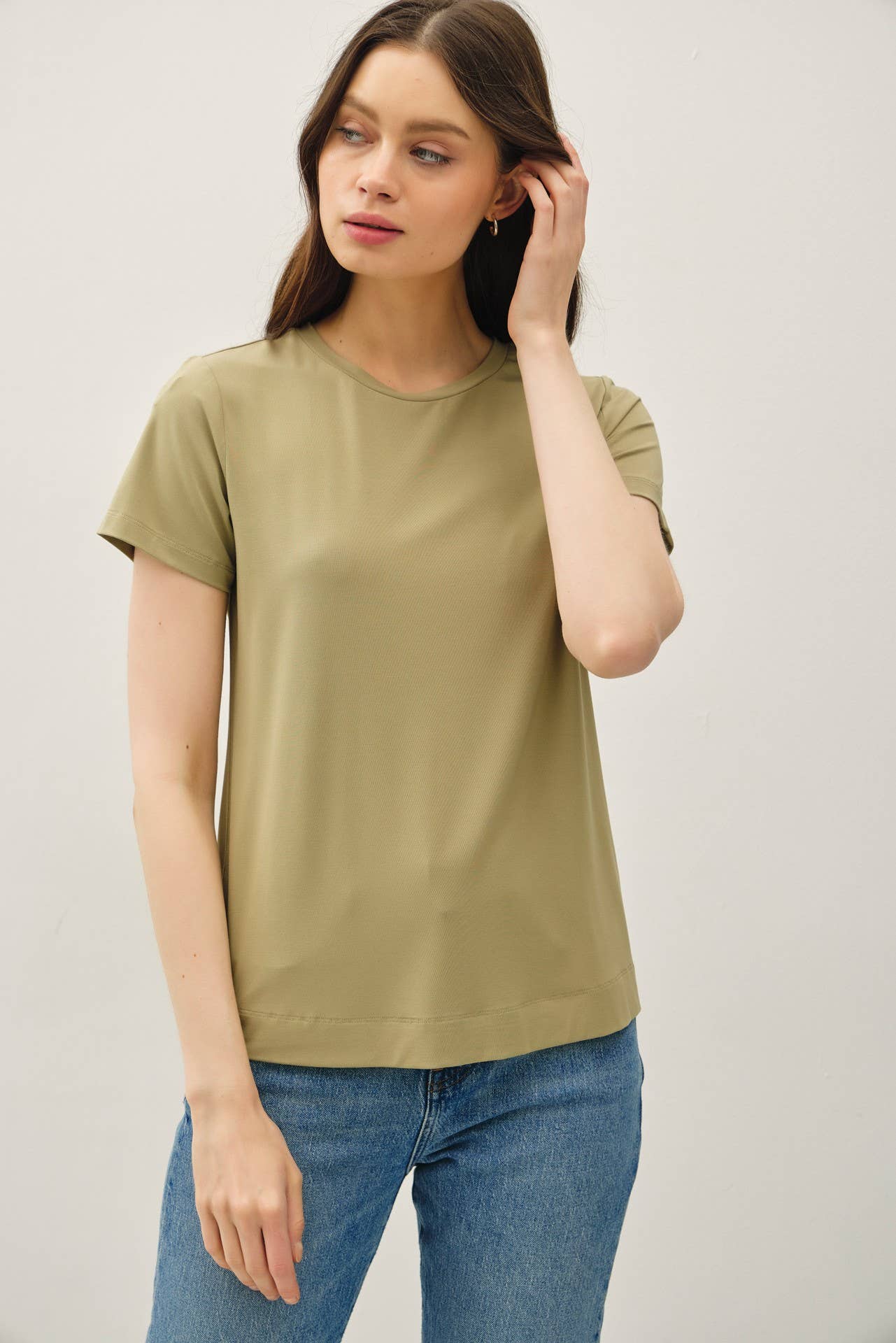 NEW COLOR-BAMBOO/MODAL BASIC ROUND NECK T-SHIRT: SOFT PERI / S