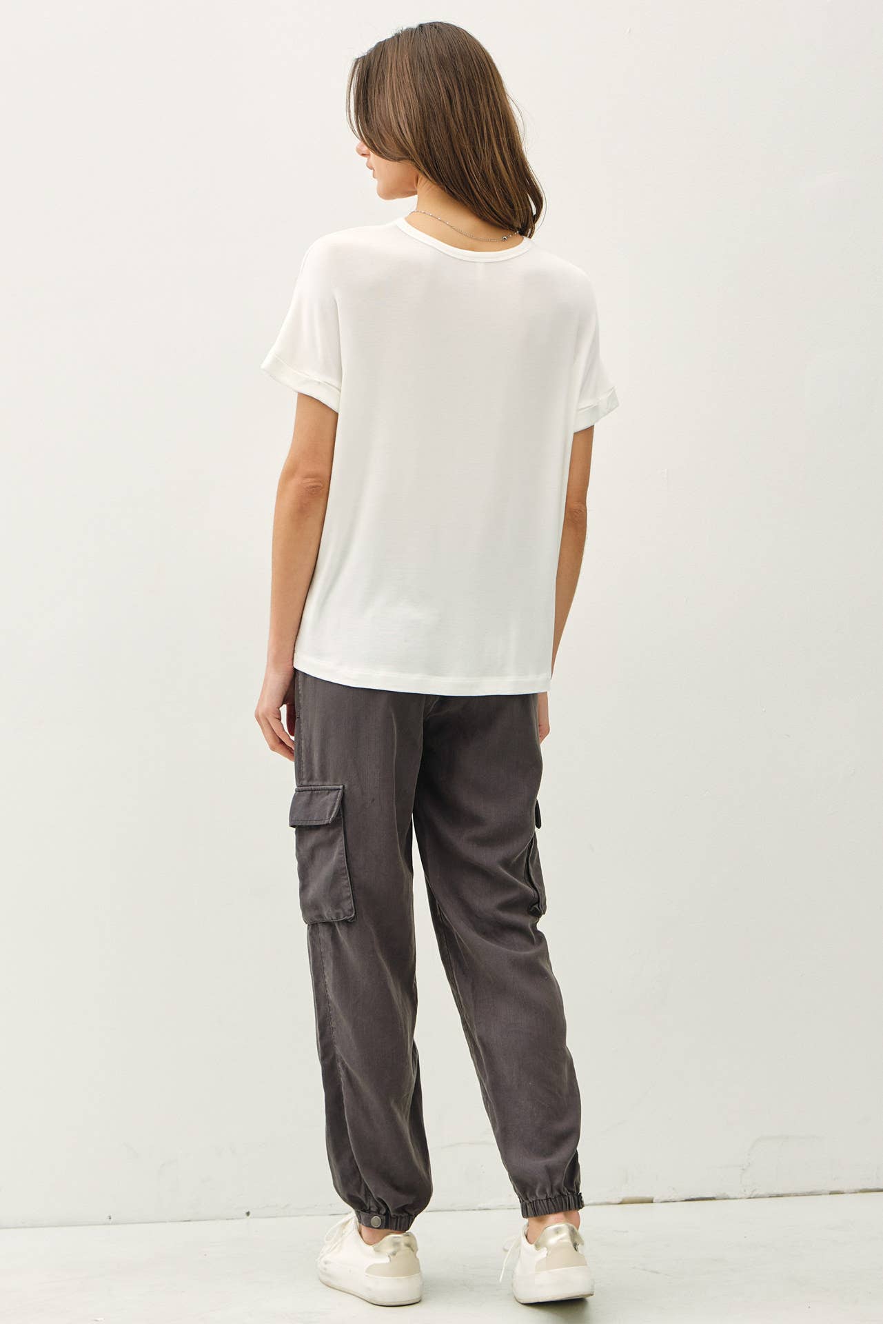 LIGHTWEIGHT MODAL BASIC FLOWY TEE  : Blush / M