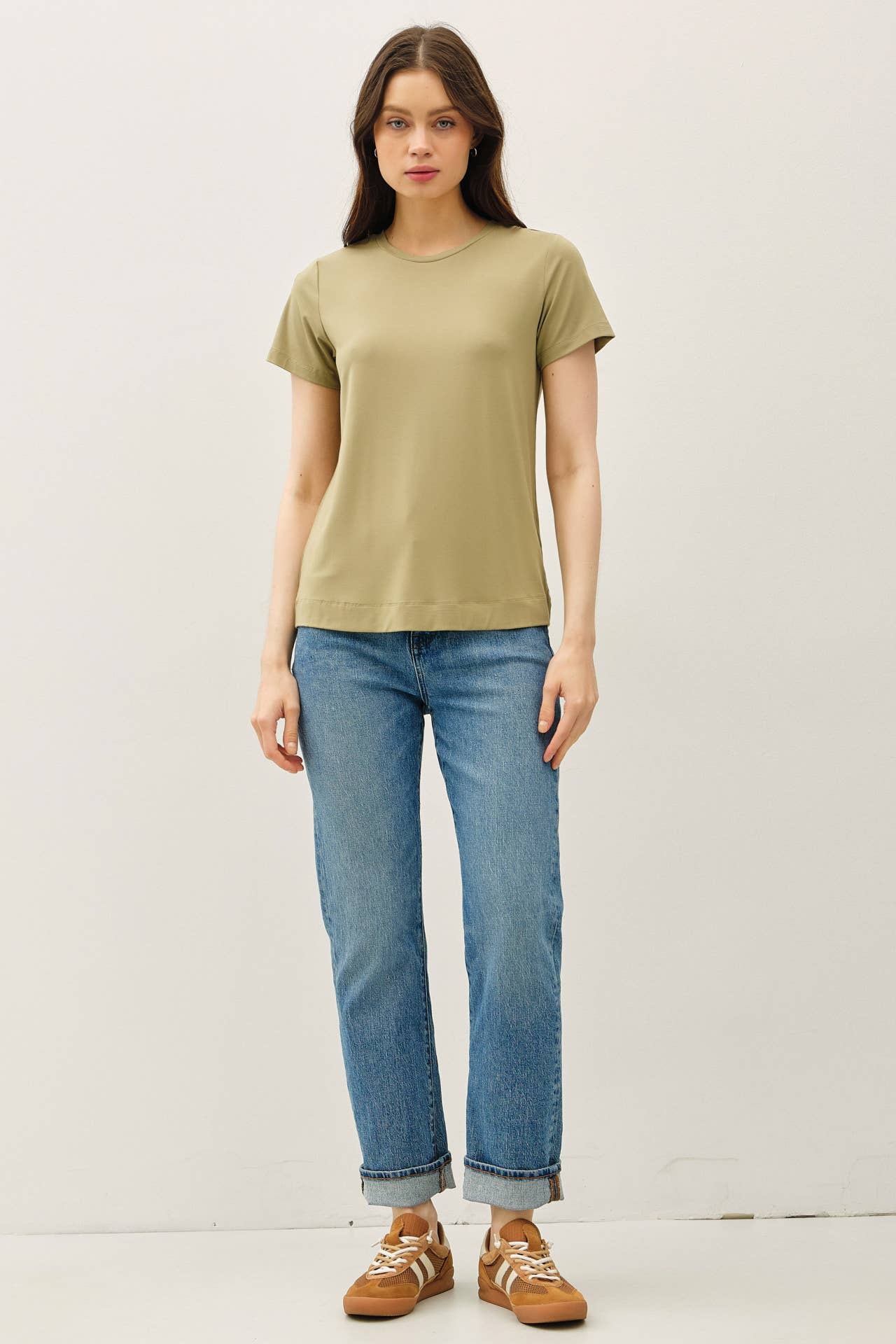 NEW COLOR-BAMBOO/MODAL BASIC ROUND NECK T-SHIRT: SOFT PERI / L