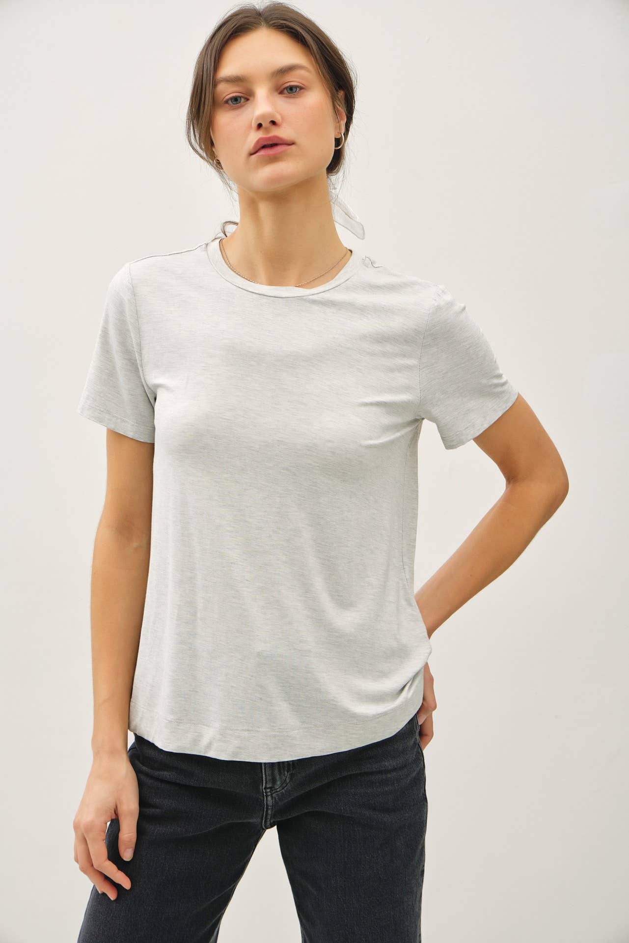 NEW COLOR-BAMBOO/MODAL BASIC ROUND NECK T-SHIRT: SOFT PERI / L