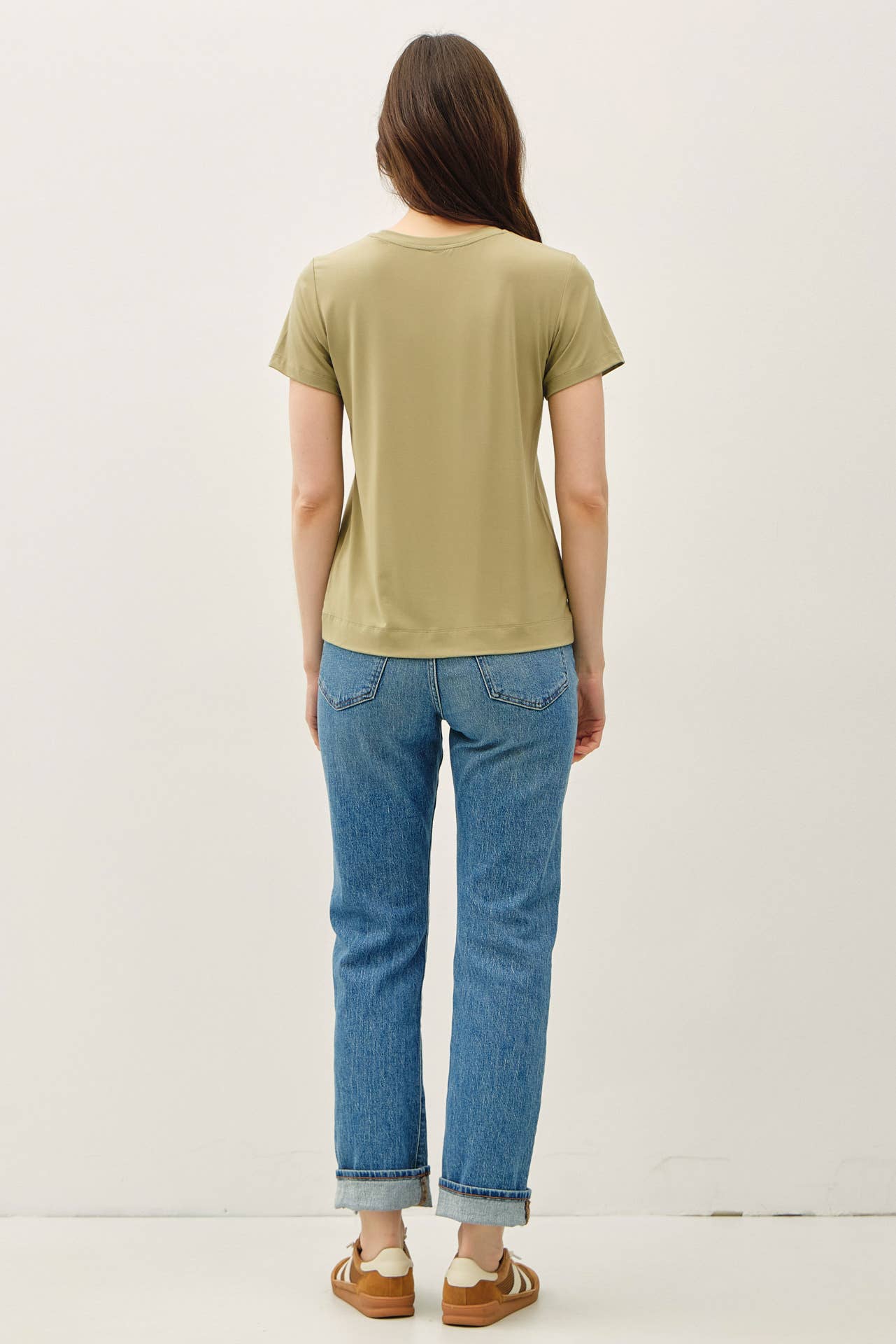 NEW COLOR-BAMBOO/MODAL BASIC ROUND NECK T-SHIRT: SOFT PERI / L