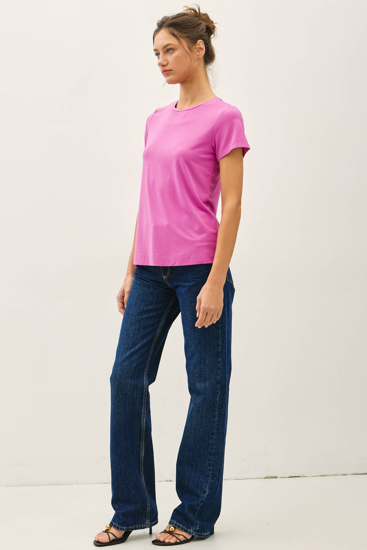 NEW COLOR-BAMBOO/MODAL BASIC ROUND NECK T-SHIRT: SOFT PERI / L