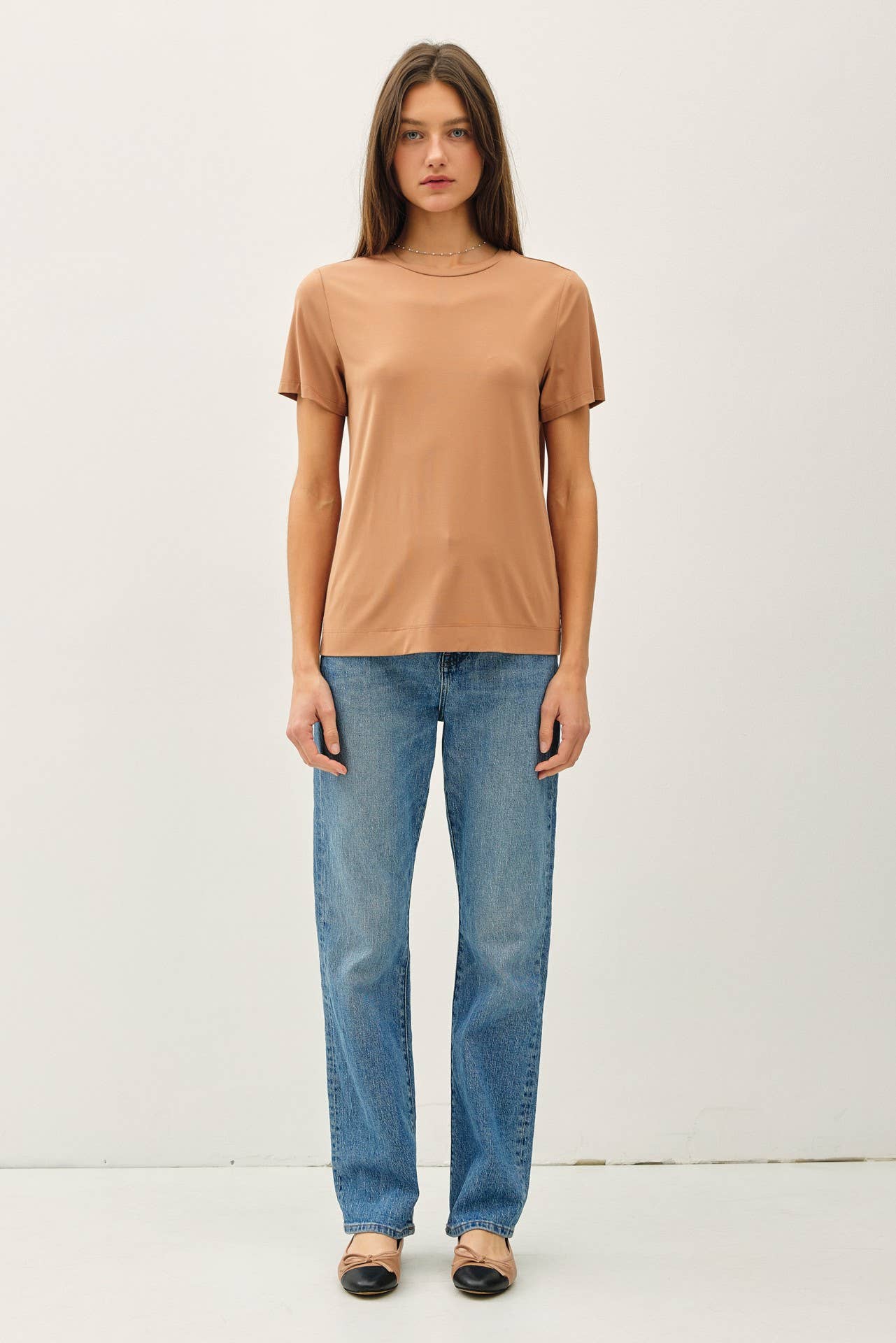 NEW COLOR-BAMBOO/MODAL BASIC ROUND NECK T-SHIRT: SOFT PERI / S