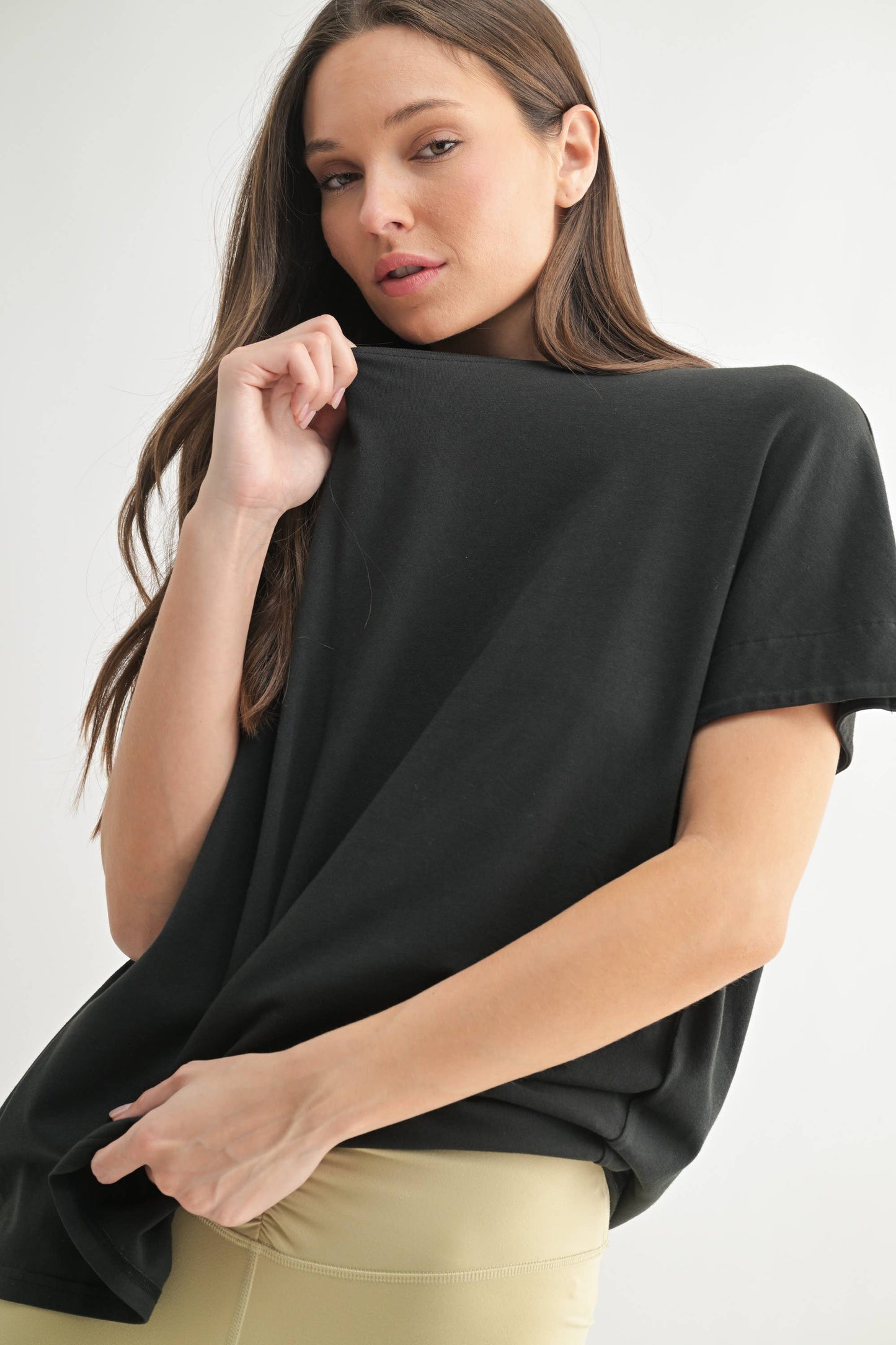 Shoreline Pima Cotton Slouchy Tee: Black / S:M:L (2:2:2)