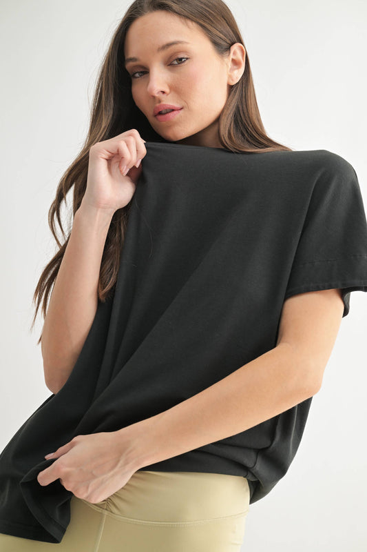 Shoreline Pima Cotton Slouchy Tee: Black / S:M:L (2:2:2)