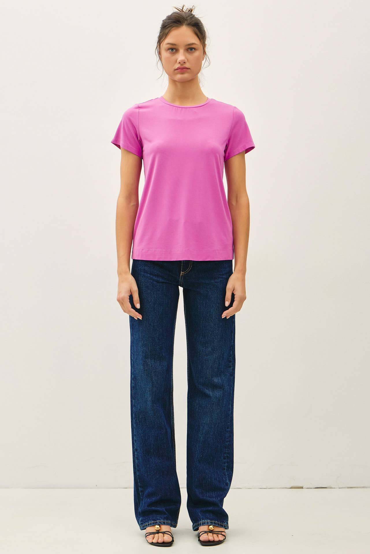 NEW COLOR-BAMBOO/MODAL BASIC ROUND NECK T-SHIRT: SOFT PERI / S