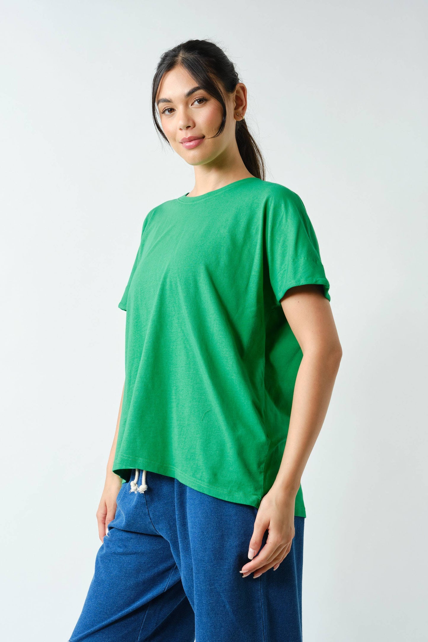 Shoreline Pima Cotton Slouchy Tee: Black / S:M:L (2:2:2)