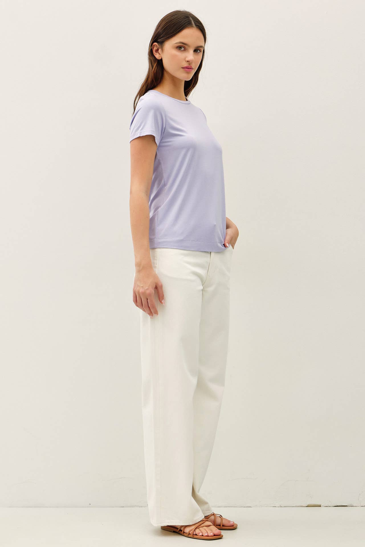NEW COLOR-BAMBOO/MODAL BASIC ROUND NECK T-SHIRT: SOFT PERI / L