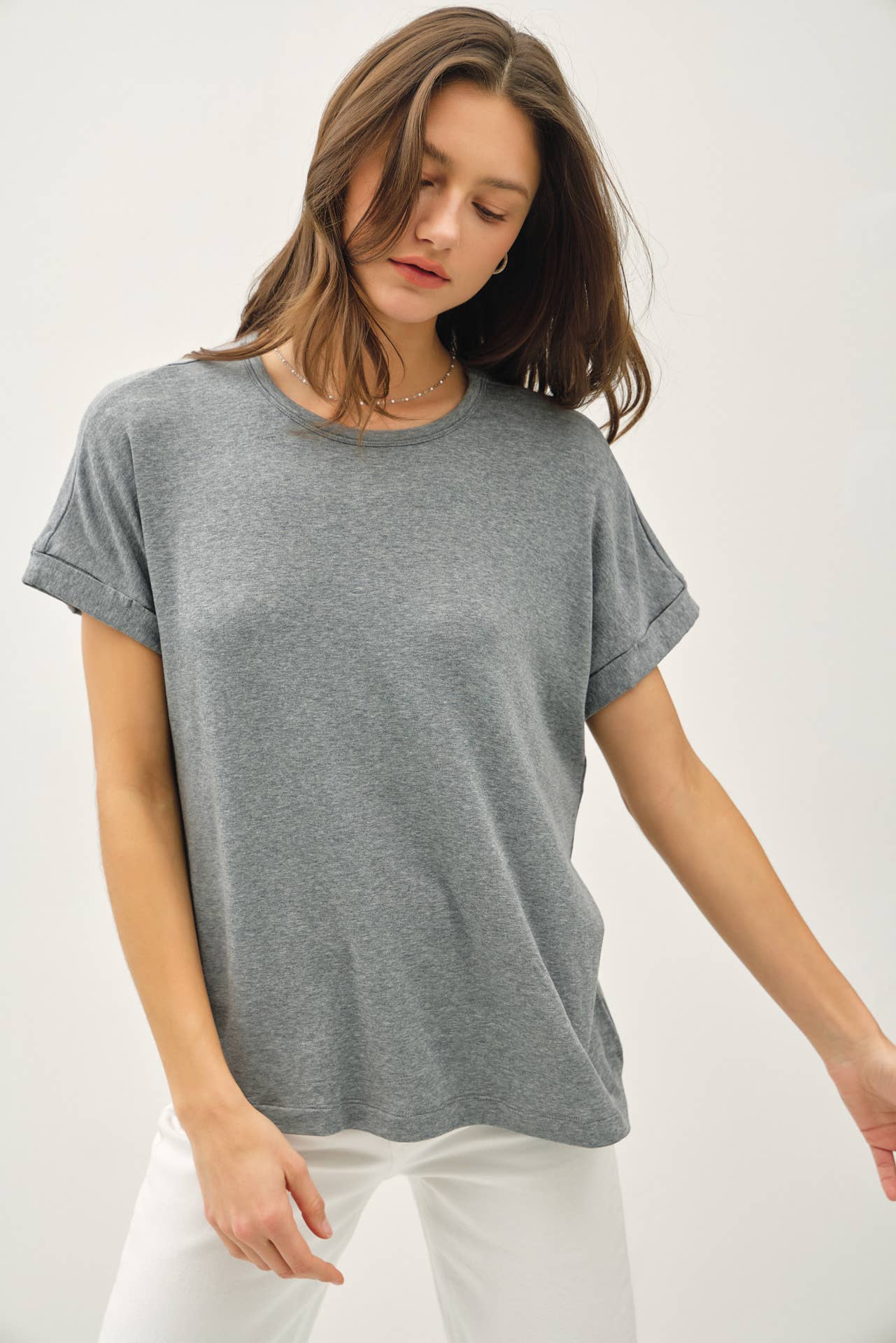 LIGHTWEIGHT MODAL BASIC FLOWY TEE  : Blush / M