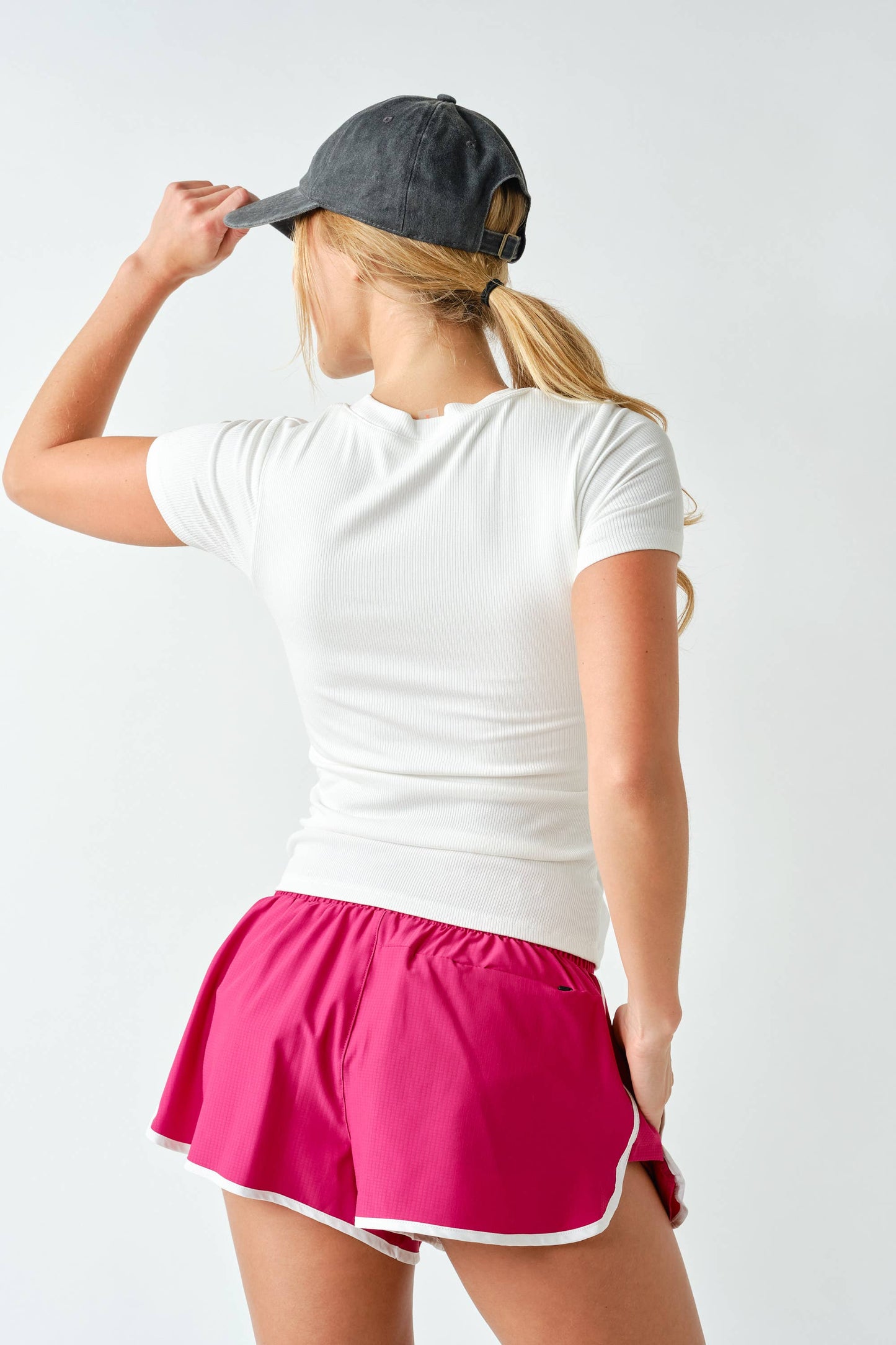 CoreClassic Micro-Ribbed Built-In Bra Short Sleeve Top: SILKY PINE / S:M:L (2:2:2)