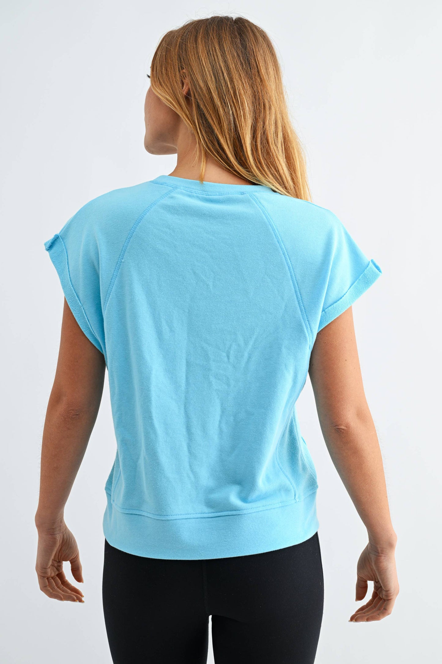 Offset French Terry Cap Sleeve Top: SILKEN TAUPE / S:M:L (2:2:2)