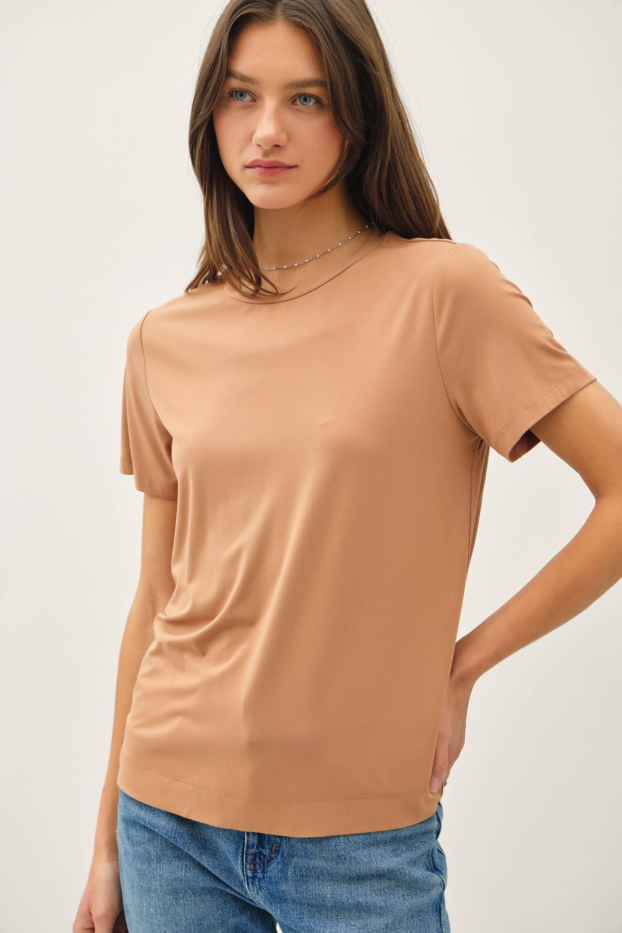 NEW COLOR-BAMBOO/MODAL BASIC ROUND NECK T-SHIRT: SOFT PERI / L