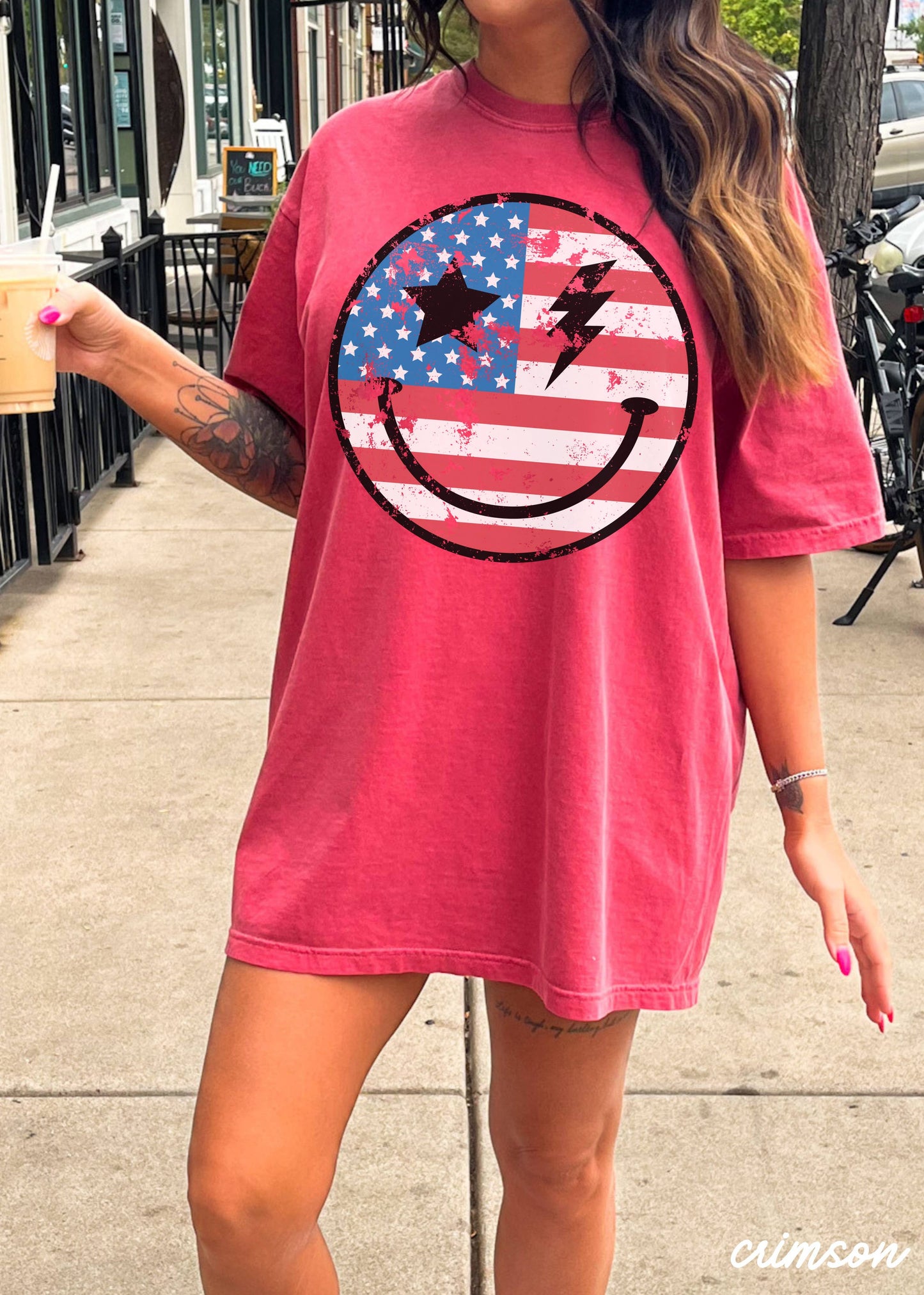 Happy USA Tee *10 Colors (S-3X): Chambray / Extra Large