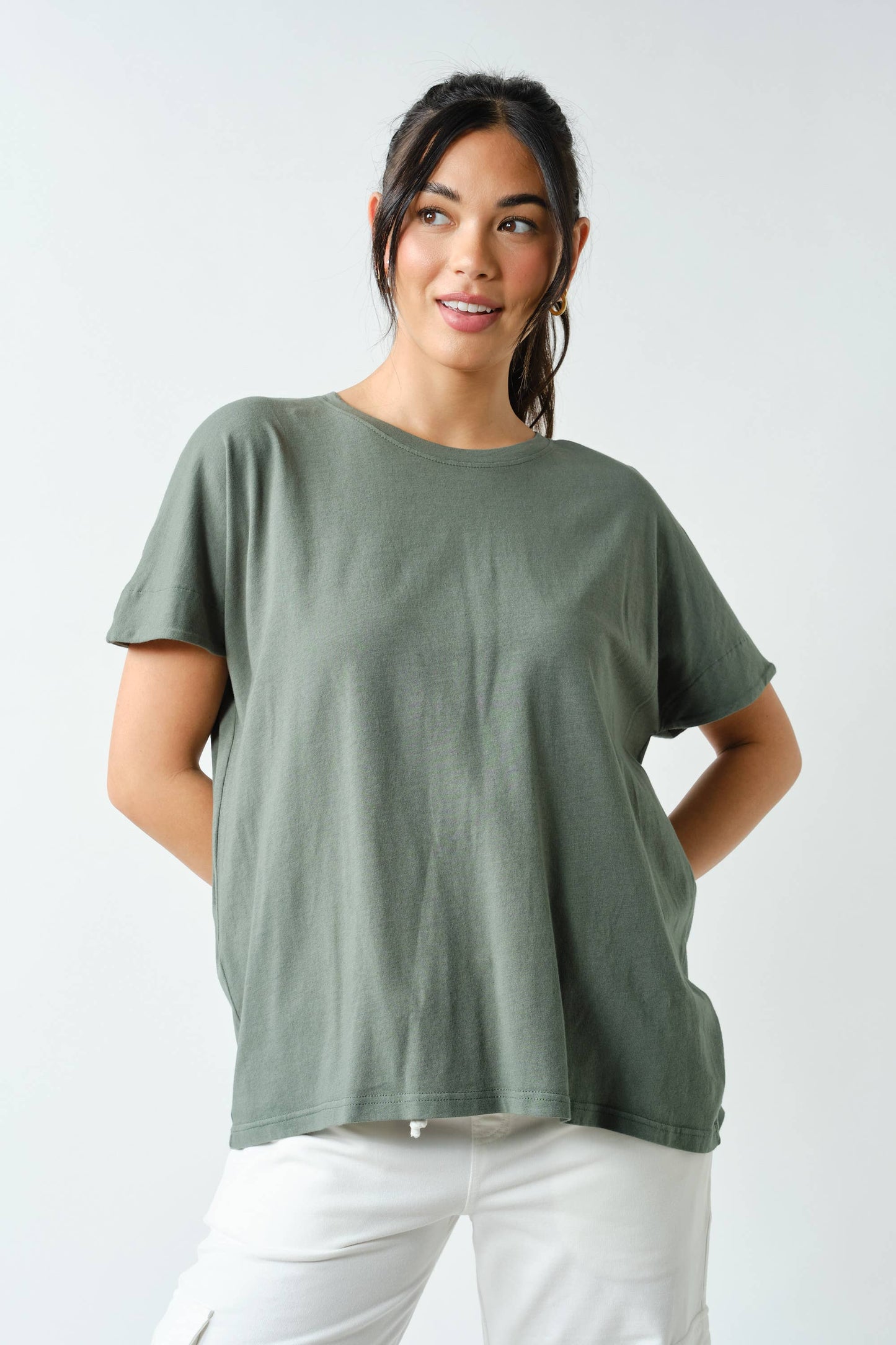 Shoreline Pima Cotton Slouchy Tee: Black / S:M:L (2:2:2)
