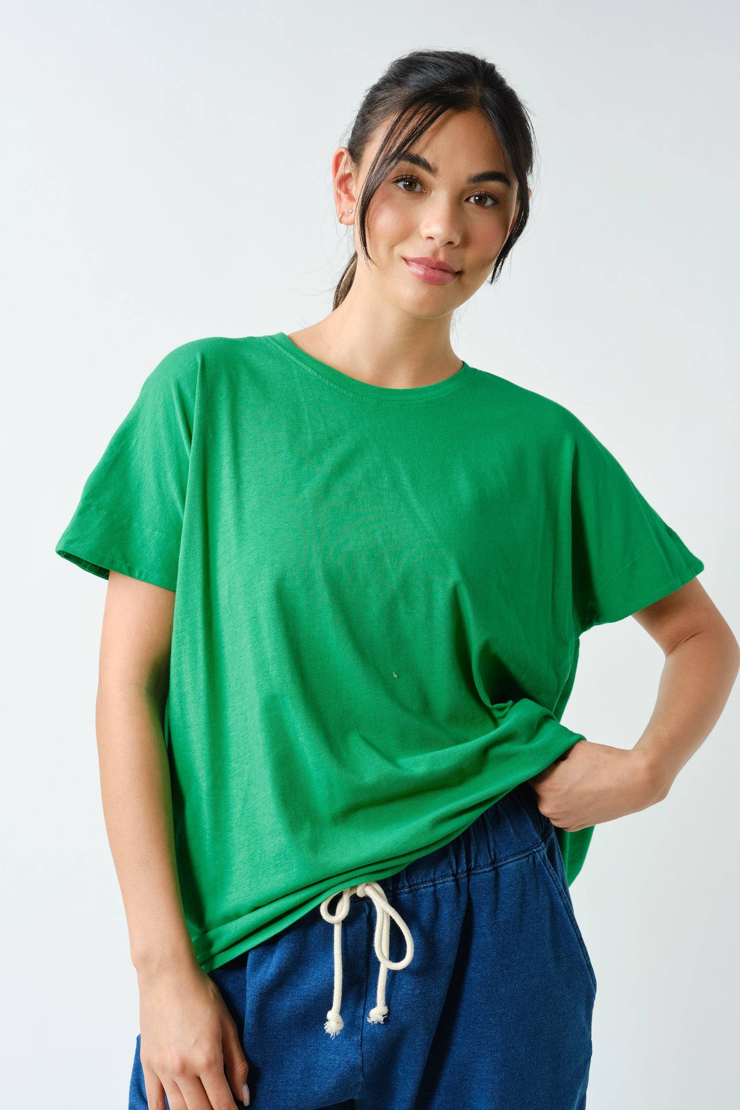 Shoreline Pima Cotton Slouchy Tee: Black / S:M:L (2:2:2)