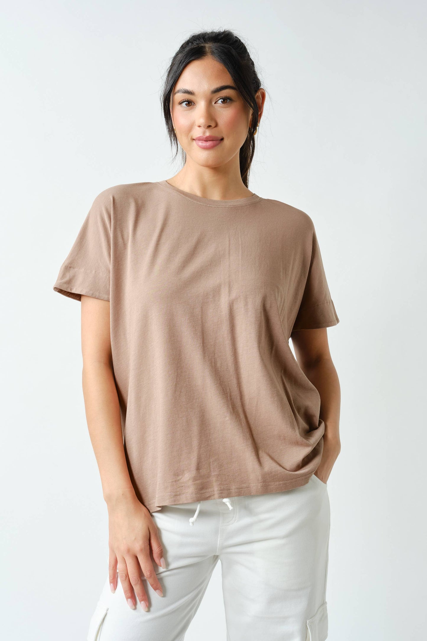 Shoreline Pima Cotton Slouchy Tee: Black / S:M:L (2:2:2)