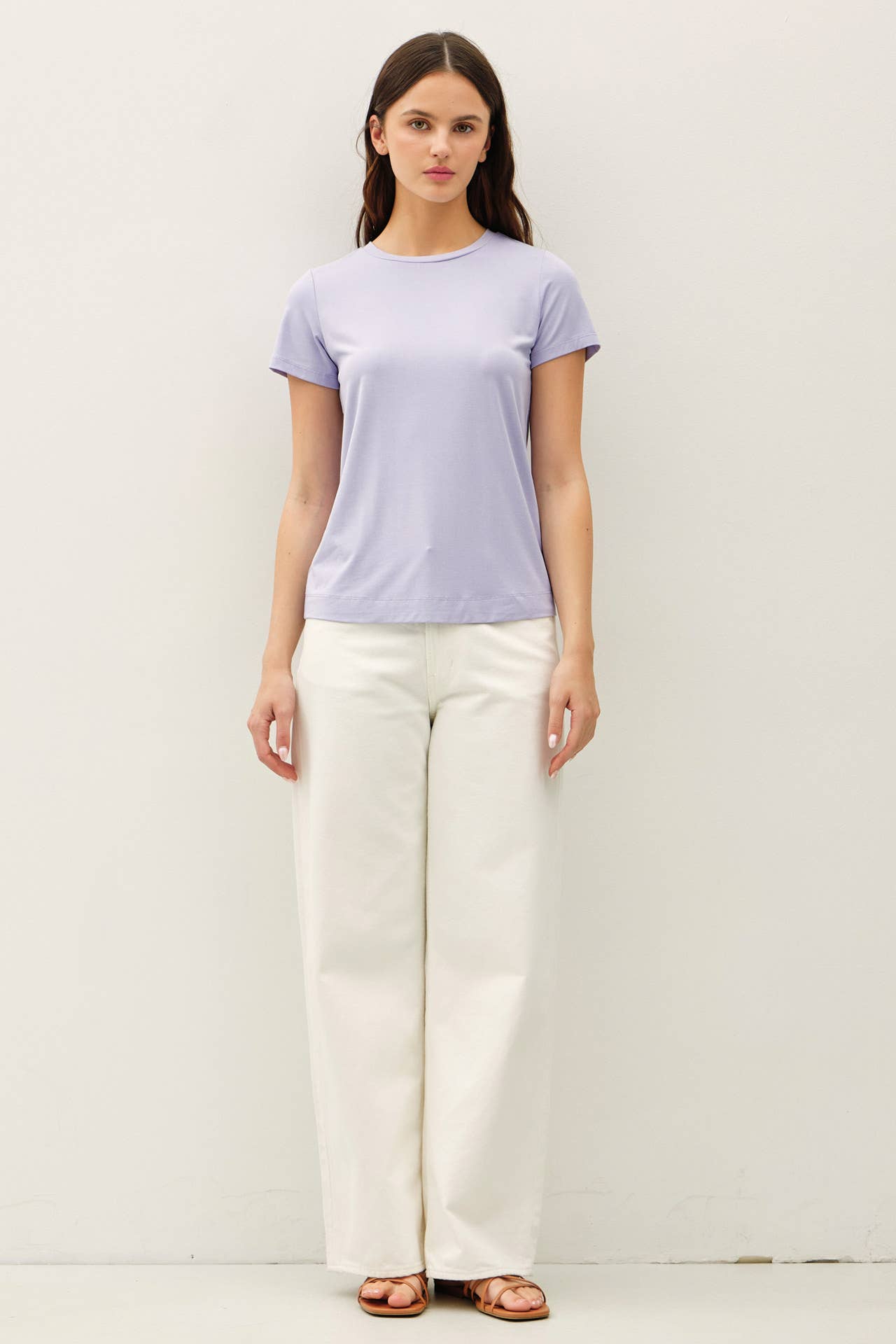 NEW COLOR-BAMBOO/MODAL BASIC ROUND NECK T-SHIRT: SOFT PERI / L