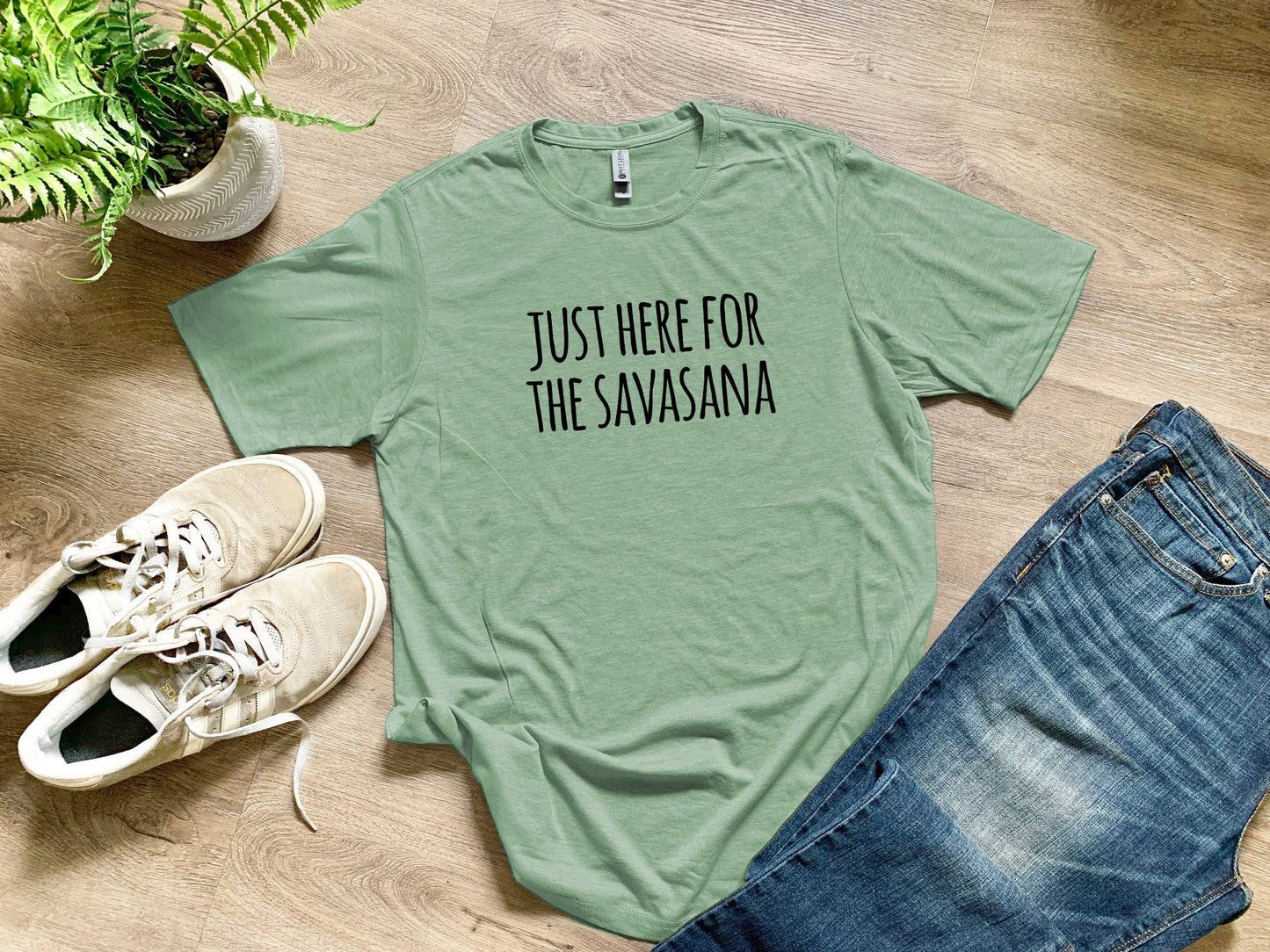Just Here For Savasana - Funny Men's Tees - Yoga: Stonewash Blue (Black Ink) / Large
